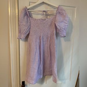 Hill House Athena Midi Sleeve Nap Dress- Lilac Stripe